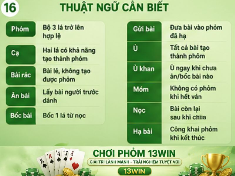 Các Thuật Ngữ Cần Biết Khi Chơi Phỏm