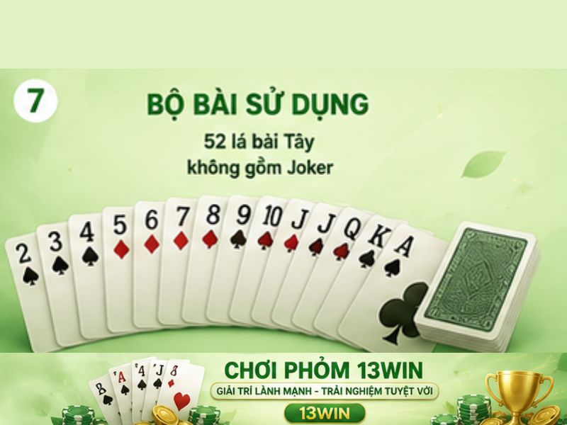 Phỏm sử dụng bộ bài Tây 52 lá